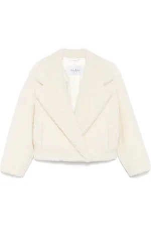 Max Mara Jassen, Dames, Wit, S, Witte Double-Breasted Jas met Brede Revers