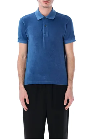 Tom Ford Tops, Heren, Blauw, M, Denim, Denim Blauw Polo Shirt Stijlvolle Zomer