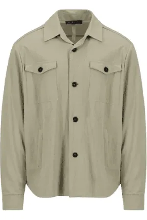 Harris Wharf London Jassen, Heren, Grijs, M, Beige jas met knoopsluiting