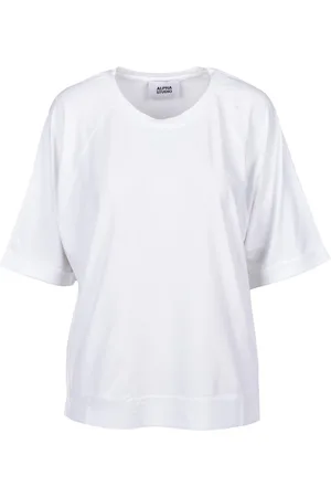 ALPHA STUDIO Tops, Dames, Wit, L, Katoen, Katoen Elastaan T-shirt
