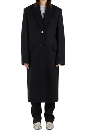 Acne Studios Mantels, Dames, Zwart, S, Wol, Zwarte Wollen Jas A90463
