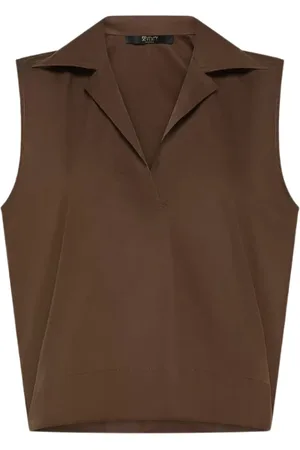 SEVENTY BY SERGIO TEGON Tops, Dames, Bruin, M, Katoen, Katoenen Mouwloze Polo Kraag Jas