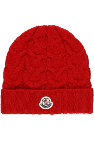 Moncler Accessoires, Heren, Rood, L, Wol, Rode wollen beanie muts voor jongens