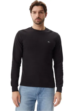 Calvin Klein Tops, Heren, Zwart, L, Katoen, Zwart Shirt Lange Mouwen