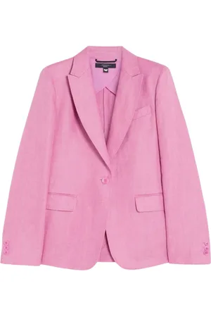 Max Mara Jassen, Dames, Roze, M, Linnen, Roze linnen blazer met reverskraag