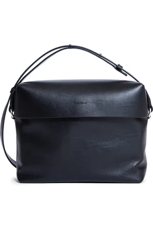 Jil Sander Tassen, Heren, Zwart, ONE Size, Zwarte Crossbody Tas met Ingeprint Logo