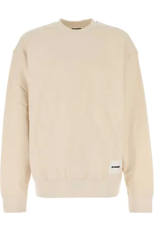 Jil Sander Sweatshirts & Hoodies, Heren, Geel, M, Katoen, Gemêleerd crèmekleurig katoenen sweatshirt