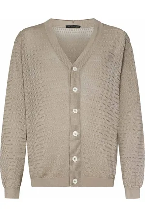 LOW BRAND Truien, Heren, , L, Katoen, V-hals Sweater met knopen