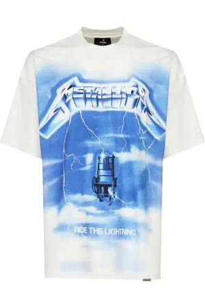 Represent Tops, Heren, Wit, M, Katoen, Witte T-shirts en Polos Metallica Stijl