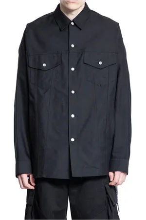 MASTERMIND Overhemden, Heren, Zwart, L, Denim, Zwarte Denim Shirt met Grafische Print