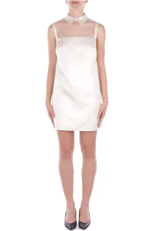 Elisabetta Franchi Kleedjes, Dames, Geel, L, Polyester, Transparante Rugknoop Jurk