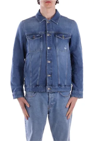 Dondup Jassen, Heren, Blauw, S, Katoen, Blauwe Jassen met Logo Achterkant