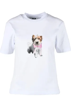 Msgm Tops, Dames, Wit, S, Katoen, Tshirt
