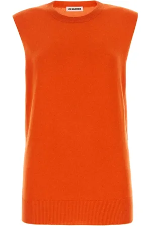 Jil Sander Tops, Dames, Oranje, S, Kasjmier, Luxueus Kasjmier Mouwloos Vest