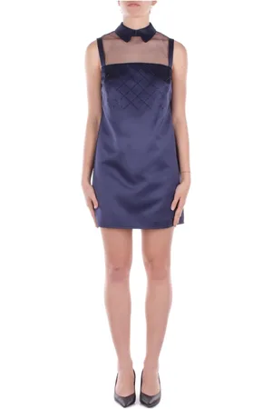 Elisabetta Franchi Kleedjes, Dames, Blauw, M, Polyester, Blauwe Jurken met Transparante Details