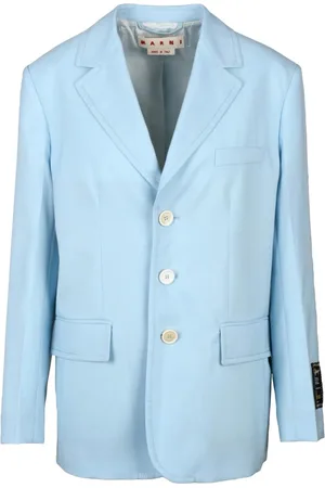 Marni Jassen, Dames, Blauw, S, Wol, Wollen Blazer met Knoopsluiting