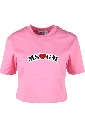 Msgm Tops, Dames, Roze, XS, Katoen, Tshirt