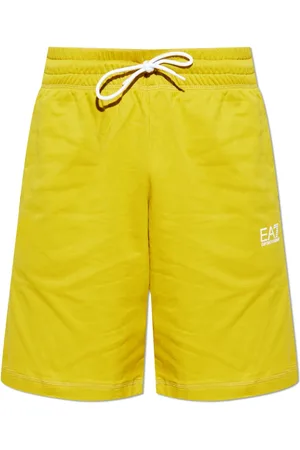 EA7 Korte broeken, Heren, Geel, S, Katoen, Shorts met bedrukt logo