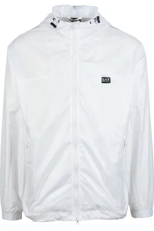EA7 Jassen, Heren, Wit, S, Polyester, Stijlvolle Polyester K-Way Jas