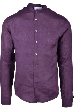 ALPHA STUDIO Overhemden, Heren, Paars, 3Xl, Linnen, Overhemd