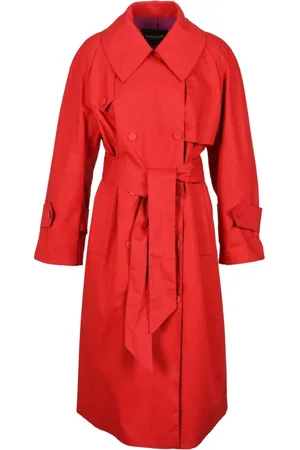 Dondup Mantels, Dames, Rood, S, Katoen, Katoenen Dubbelrijige Trenchcoat