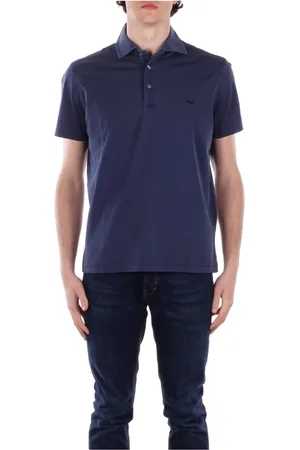 FAY Tops, Heren, Blauw, 2Xl, Katoen, Logo Front Button Polo Shirt