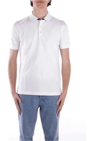 FAY Tops, Heren, Wit, 2Xl, Katoen, Wit Logo Front Button Polo