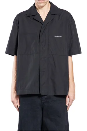 44 Label Group Overhemden, Heren, Zwart, XS, Katoen, Zwarte Katoenen Poplin Shirt met Logo