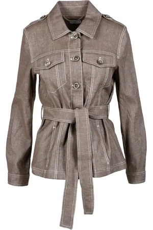 MARELLA Jassen, Dames, Bruin, 2Xl, Katoen, Stijlvolle Fiuggi Jas met knoopsluiting
