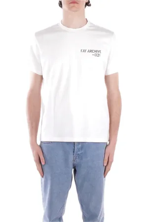 FAY Tops, Heren, Wit, XL, Katoen, Logo Front T-shirt Slim Fit Katoen