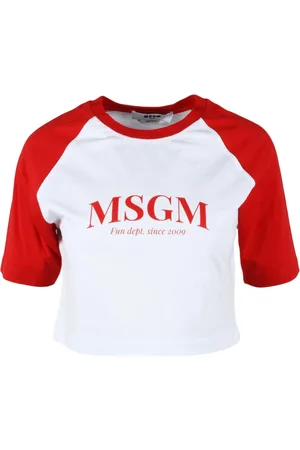 Msgm Tops, Dames, Wit, XS, Katoen, Tshirt