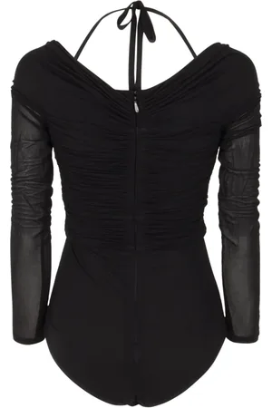 ZIMMERMANN Tops, Dames, Zwart, S, Zwarte Gedrapeerde Bodysuit Top