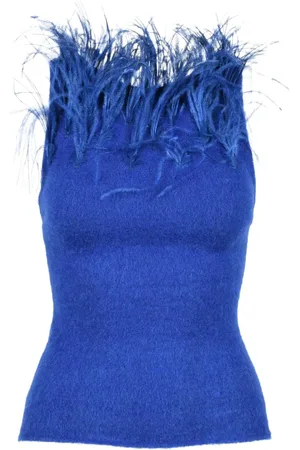 Alberta Ferretti Tops, Dames, Blauw, S, Wol, Maglia