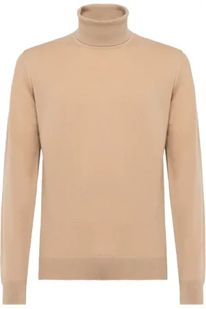 ALPHA STUDIO Truien, Heren, Bruin, 3Xl, Kasjmier, Kasjmier Coltrui met Geribbeld Borduursel