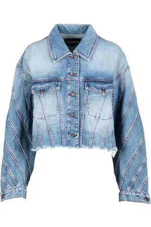 Dondup Jassen, Dames, Blauw, L, Katoen, Spijkerjasje met knoopsluiting