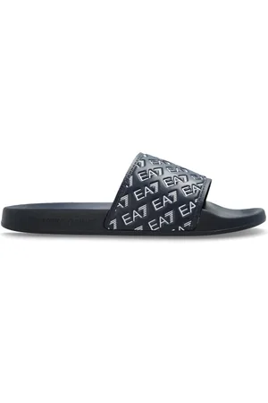 EA7 Schoenen, Heren, Blauw, 43 EU, Rubberen slippers met logo