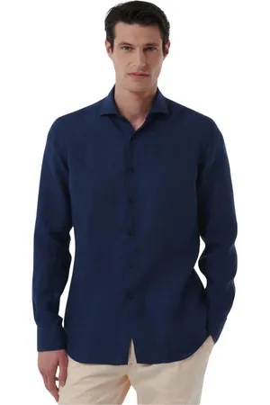 Xacus Overhemden, Heren, Blauw, XL, Donkerblauw Overhemd Lange Mouw