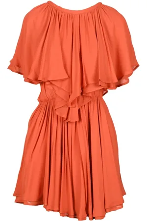 Dondup Kleedjes, Dames, Oranje, XS, Chiffon, Damesjurk