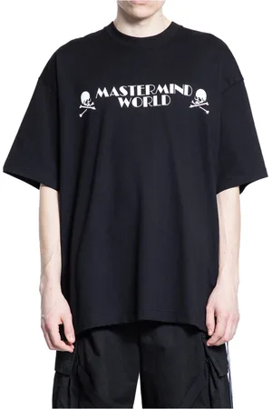 MASTERMIND Tops, Heren, Zwart, L, Katoen, Zwart Katoenen T-Shirt met Skull Print