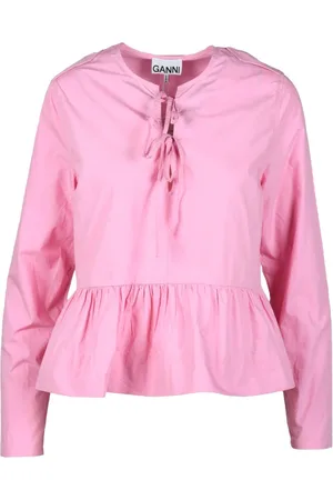 Ganni Blouses & Shirts, Dames, Roze, XL, Katoen, Katoenen Blouse Model