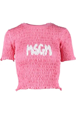 Msgm Tops, Dames, Roze, M, Katoen, Tshirt