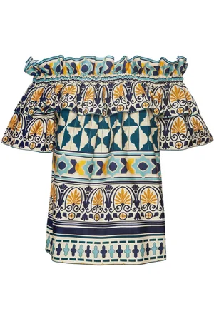 La DoubleJ Blouses & Shirts, Dames, Veelkleurig, S, Katoen, Zomer Ruffle Top
