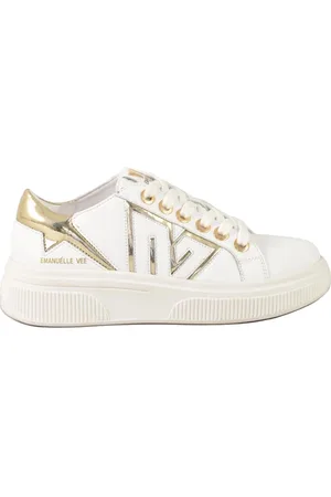 Emanuélle vee Schoenen, Dames, Wit, 36 EU, Leer, Leren Sneakers met Rubberen Zool
