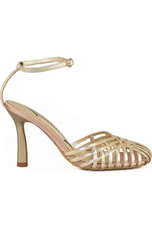 Emanuélle vee Schoenen, Dames, Geel, 38 EU, Leer, Sandaal met bandjes en 10 cm hak