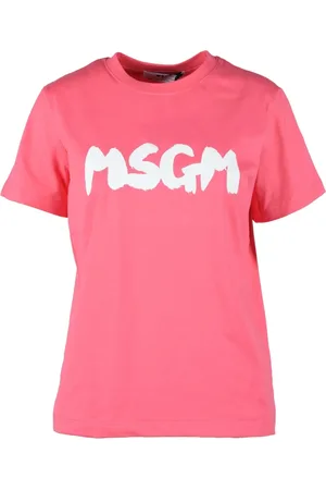 Msgm Tops, Dames, Roze, S, Katoen, Tshirt