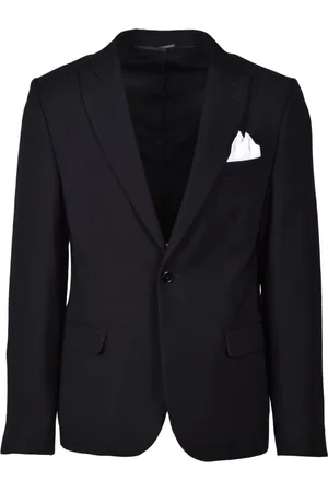 D.A. Daniele Alessandrini Jassen, Heren, Zwart, S, Leer, Elegante Blazer Jas Geknoopt Gevoerd