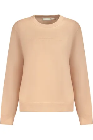 Calvin Klein Sweatshirts & Hoodies, Dames, Roze, XL, Katoen, Roze Long Sleeve Logo Sweatshirt