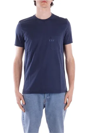 FAY Tops, Heren, Blauw, XL, Katoen, Logo Front Pocket T-shirt Regular Fit