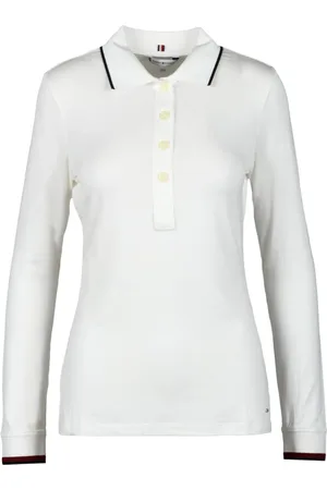 Tommy Hilfiger Tops, Dames, Wit, L, Elegante Viscose Elastaan Polo Shirt