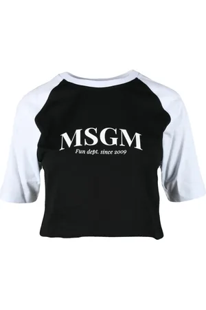 Msgm Tops, Dames, Zwart, S, Katoen, Tshirt